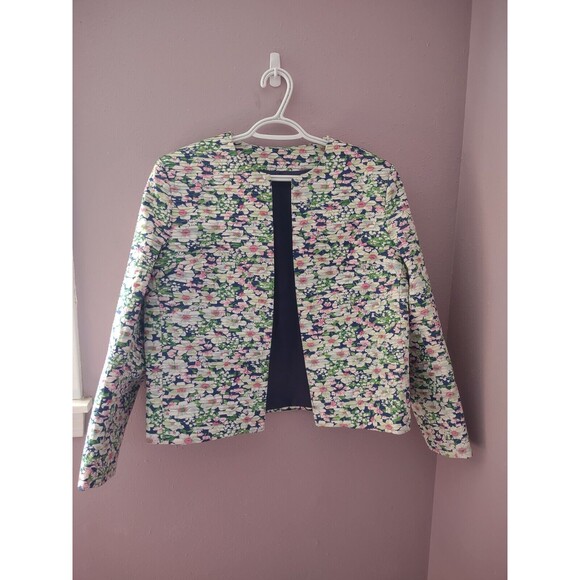 Margaret Smith Maine Short Suit Jacket Multicolored Floral Open Front Size 12 - Picture 1 of 9